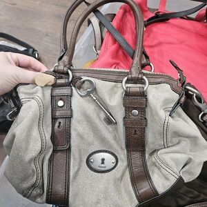 Fossil Women's Tan and Brown Leather Satchel